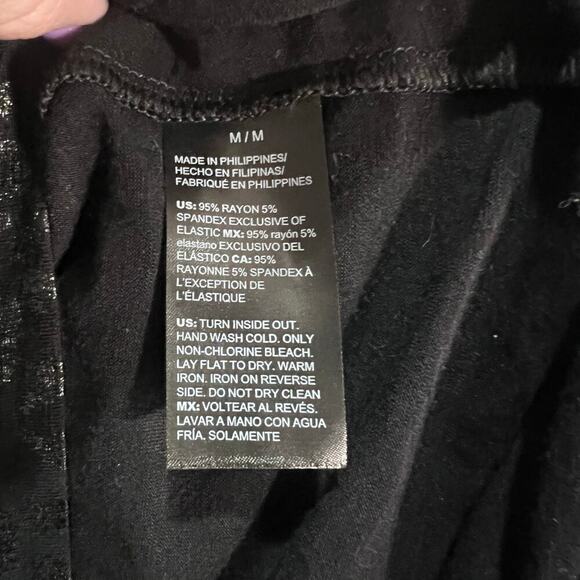 WHBM Kimono Sleeve Smocked Waist Dress Black Shimmer Leopard Medium Mini Casual - Picture 3 of 7